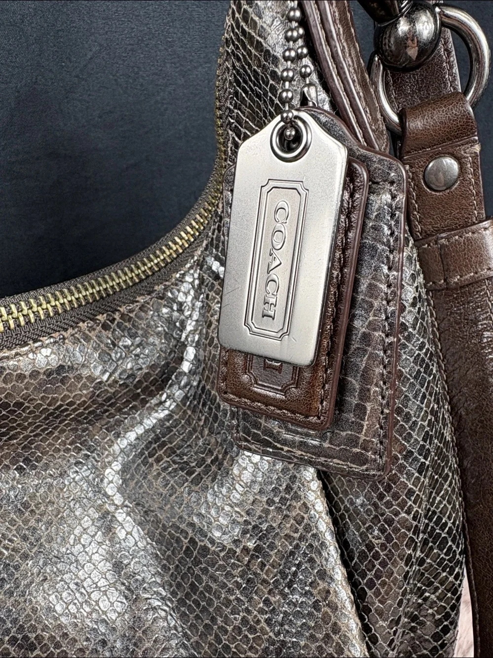Coach Kristin Hobo | Style 18306 | Metallic Bronze/Brown Snake-Embossed